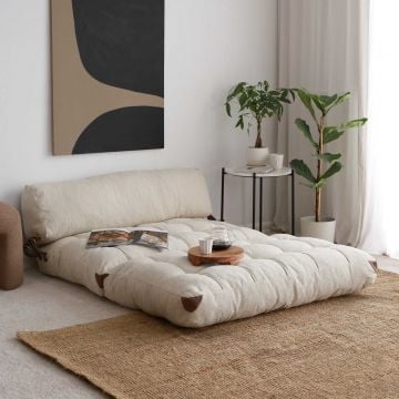 Atelier Del Sofa 2-zitsbank in crème teddy polyester stof