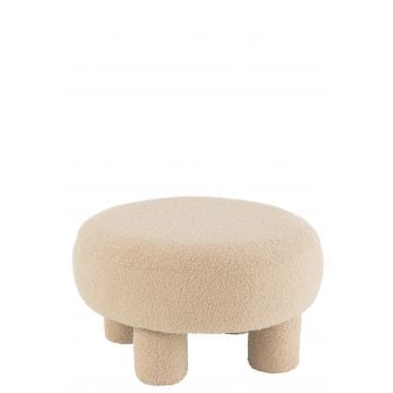 Kruk rond teddy voeten bouclé warm beige
