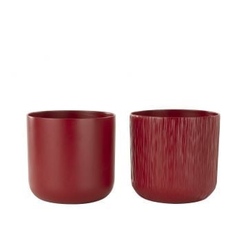 Bloempot gen keramiek rood extra large assortiment van 2