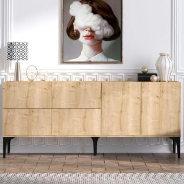 Console Smaragd | 100% Gemelamineerd | 18mm Dik | 180x80x40cm | Talrijke Planken | Saffier Eik