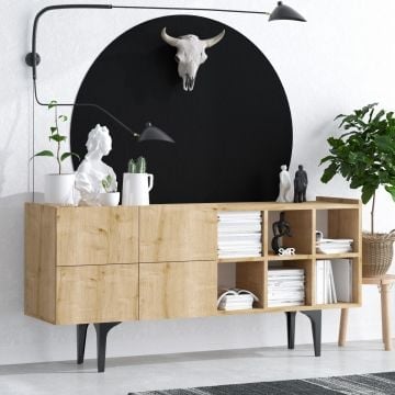 Console Emerald | Montage vereist | 100% melamine coating | Saffier eiken