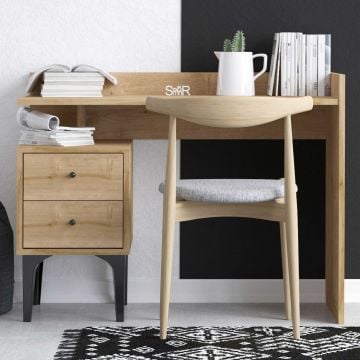 Bureau Woody Fashion - 100x45x80cm - met opbergruimte - eikdecor