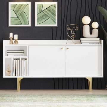 Stijlvol Woody Fashion Console 100% Melamine Gecoat Spaanplaat in Wit Goud