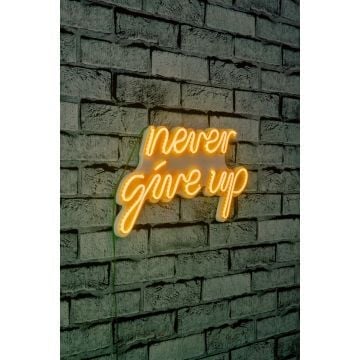 Neonverlichting Never Give Up - Wallity reeks - Geel