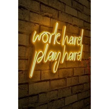 Neonverlichting Work Hard Play Hard - Wallity reeks - Geel