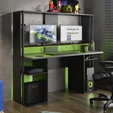 Gaming bureau Strabo 157x60cm - zwart