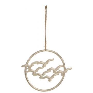 Hanger vogels cirkels aluminium zilver