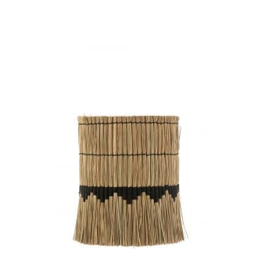 Lampenkap motief gras/teak naturel/zwart small