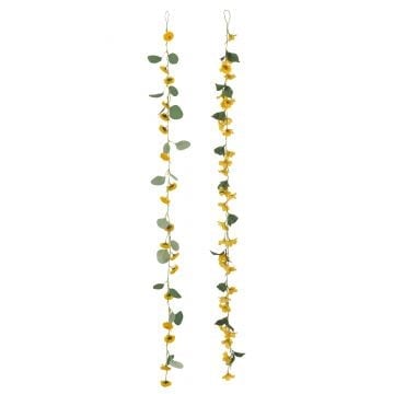 Slinger bloemen+blaadjes plastiek geel/groen assortiment van twee