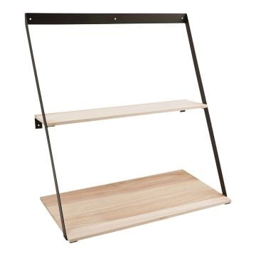 Bern Wandplank - Natuurlijk | Staal en Vurenhout | 50x21x52 cm