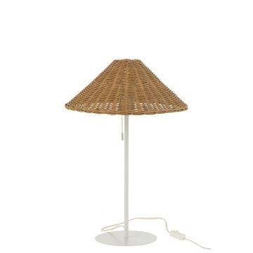 Tafellamp metaal/rattan wit/naturel
