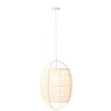 Hanglamp ion linnen/bamboe wit small