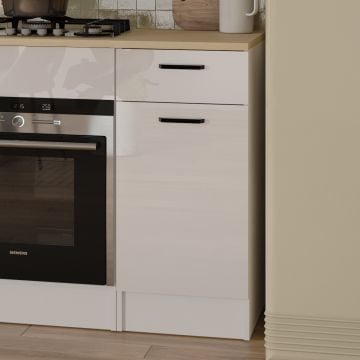 Keukenkast Bianco - 40x60x90cm - 1 deur & 1 lade - hoogglans wit
