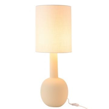 Tafel lamp met kap aardewerk beige/wit