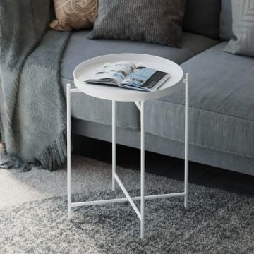 Moderne witte metalen salontafel van Woody Fashion.