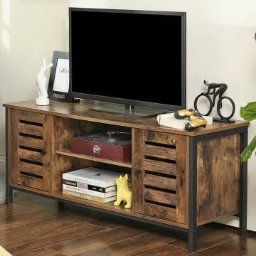Tv-meubel Lance 110cm 2 deuren 2 vakken - rustiek bruin/zwart