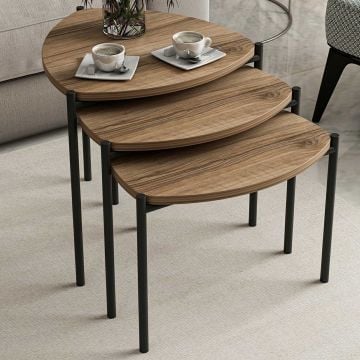 Stijlvolle Woody Fashion Nesting Table - Walnoot | 3-delige set
