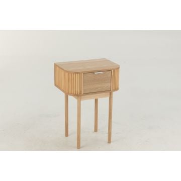 Nachtkast rond mdf/dennenhout naturel