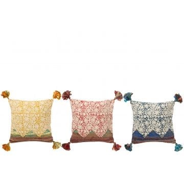 Kussen vierkant bloemen katoen mix assortiment van 3