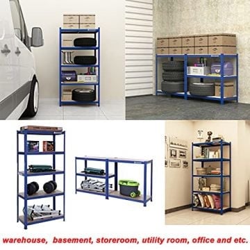 Stalen stellingkast met 5 etages, montage zonder gereedschap, berging in garage, maximale belasting. 650 kg, 30x75x150 cm