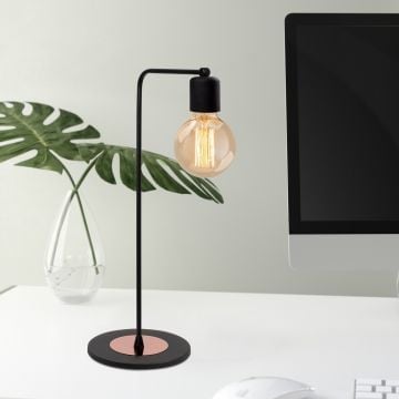 Strakke en eigentijdse zwartkoperen tafellamp | 17 cm diameter | 52 cm hoogte