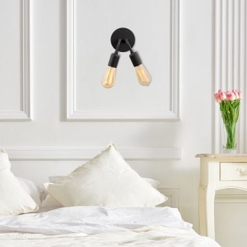 Moderne Zwarte Wandlamp | 14x20 cm | Metalen Lamp | IP20
