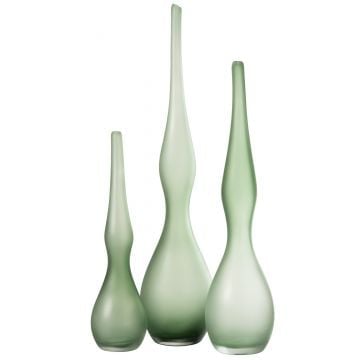 Set van 3 vazen adria gebogen fluit glas muntgroen