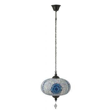 Hanglamp mozaiek glas/metaal blauw large