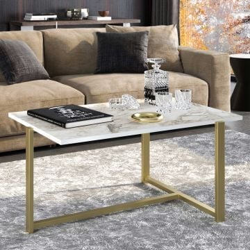 Salontafel Woody Fashion | Metalen Poten | goud/marmer