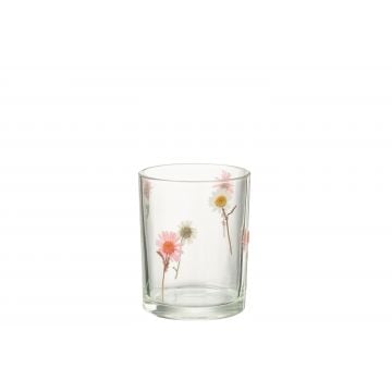 Windlicht peggy bloemen glas large