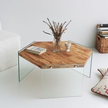 Locelso Salontafel | Massief Grenen | 8mm Dikte | Eik Kleur