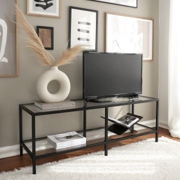 Locelso TV-meubel | 100% Gehard Glas | Metalen Frame | Mat Zwart