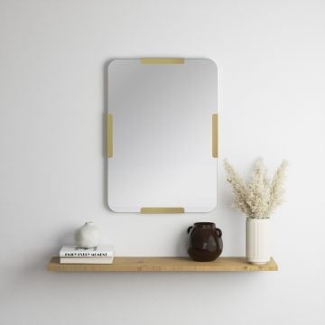 Locelso Spiegel | 100% Metaal | 50x70 cm | Wandmontage | Goud