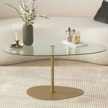 Glazen Salontafel Woody Fashion | 90 x 60 x 40 cm | Transparent Gold-design