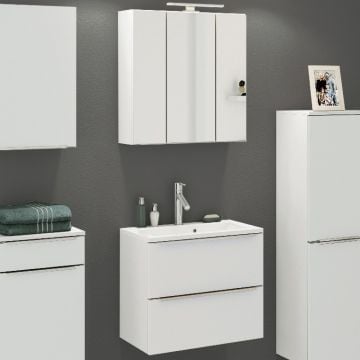 Badkamercombinatie Hansen 1 wastafelmeubel & spiegelkast 60cm - wit