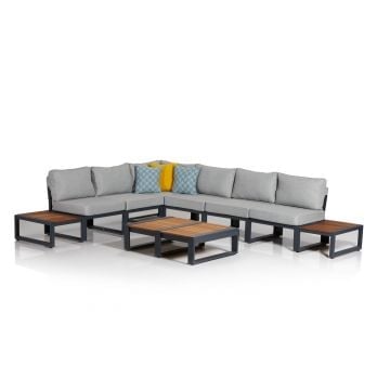 Woody Fashion Tuin Loungeset in Grijs Zwart, Frame 100% ALIMINIUM
