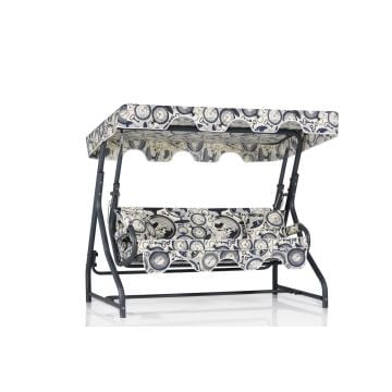 Woody Fashion-tuinschommel | Driedubbele zitting | metalen frame, polyester stof.