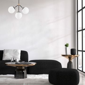 Tatum kroonluchter | Metalen behuizing | Glazen kap | 45 x 15 cm | IP20 | Wit Zwart