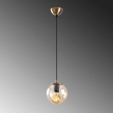 Tatum kroonluchter | Metalen kap | Glazen kap | 15x15cm | 110cm Hoogte