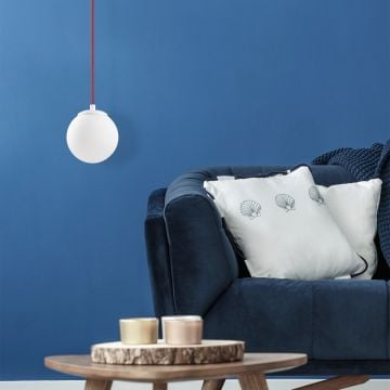 Tatum kroonluchter | Metalen kap | Glazen kap | In hoogte verstelbaar | Wit Rood