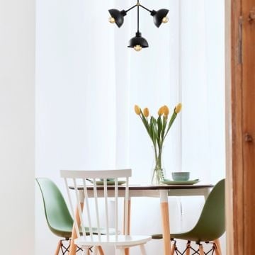 Tatum kroonluchter | Zwart Metaal | 46cm x 15cm | 3xE27 - 40W
