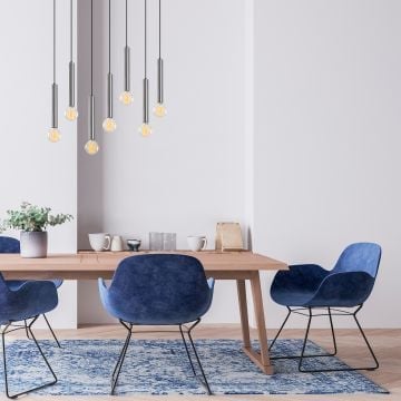 Tatum kroonluchter | 75x24cm | Hoogte 136cm | Zilver