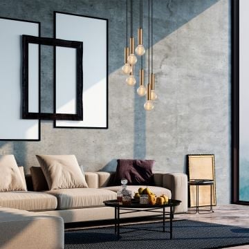 Tatum kroonluchter | Vintage | Metalen behuizing | In hoogte verstelbaar