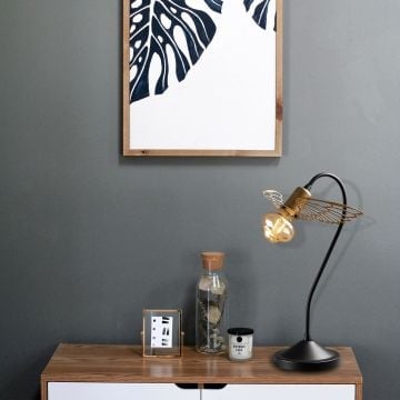 Tatum Tafellamp | Metalen Lamp | Zwart Goud