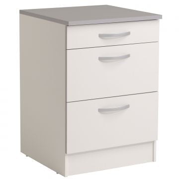 Onderkast Spoon 60 cm met 3 laden - wit