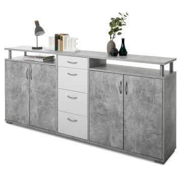 Dressoir Maximo 208cm - beton/wit