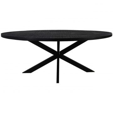 Ovale eettafel Geraldton - 160x90x76cm - zwart mangohout/metaal