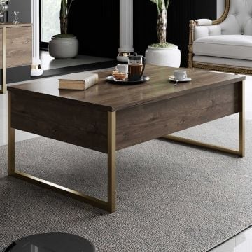 Salontafel Woody Fashion | 90 x 60 x 40 cm | Walnut Gold