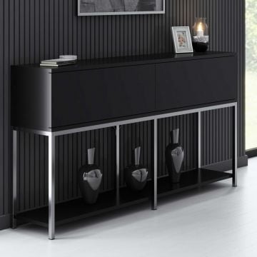 Dressoir Woody Fashion | 150 x 30 x 80 cm | Black Silver