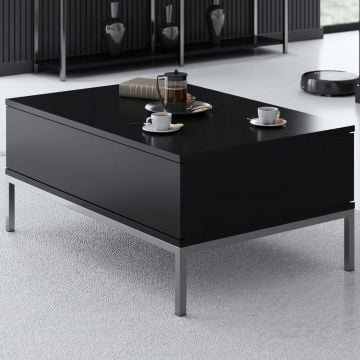 Moderne salontafel met metalen poten in zwart zilver